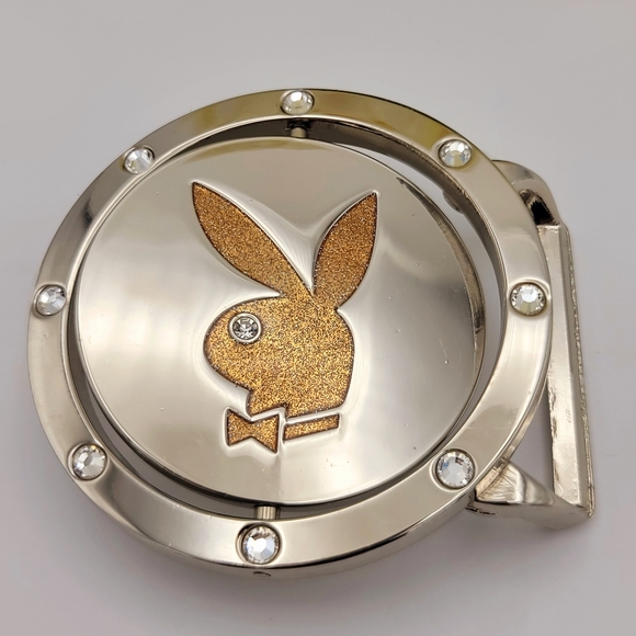 Y2K PLAYBOY Rhinstones Reversible Leather Black Belt Vintage RARE Circa2005 Pink - Picture 8 of 10